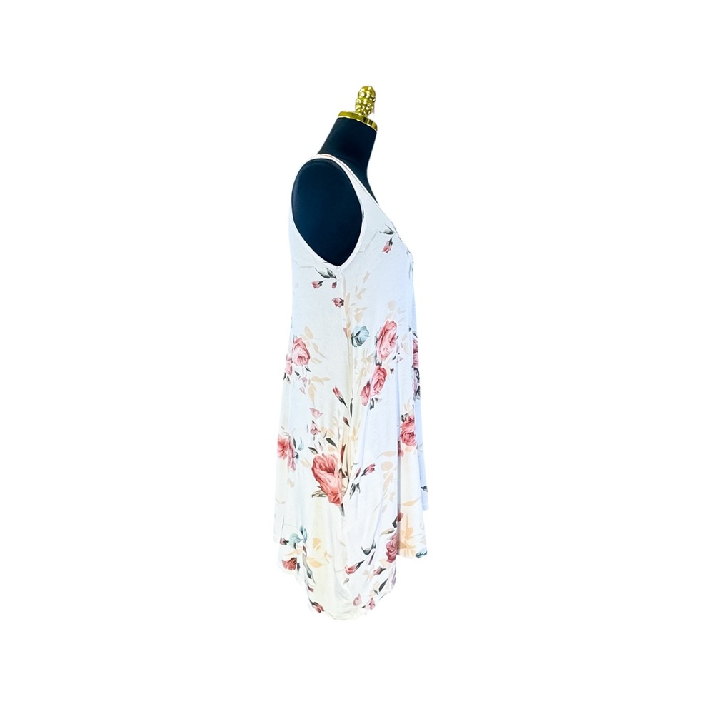 Viamor Off-White Floral Dress With Pockets- Women's Medium View 3